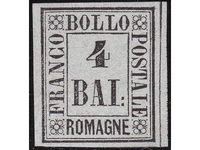 1859 Romagne, Prova del 4 baj (P4) EMESSO SENZA GOMMA Certificato Raybaudi