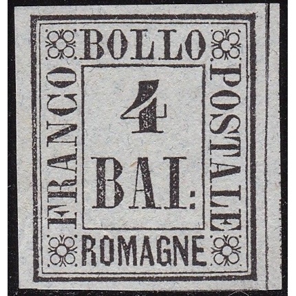 1859 Romagne, Prova del 4 baj (P4) EMESSO SENZA GOMMA Certificato Raybaudi