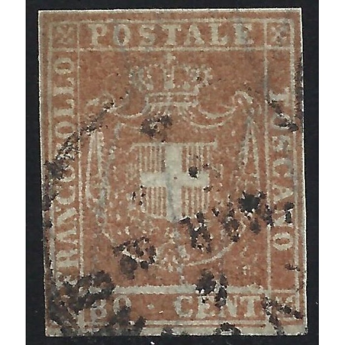 1860 TOSCANA, n° 22 80 cent. carnicino USATO Sigla A.Diena