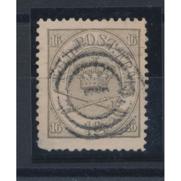 1864/70 Danimarca/Denmark - n° 15  oliva  16s  Usato