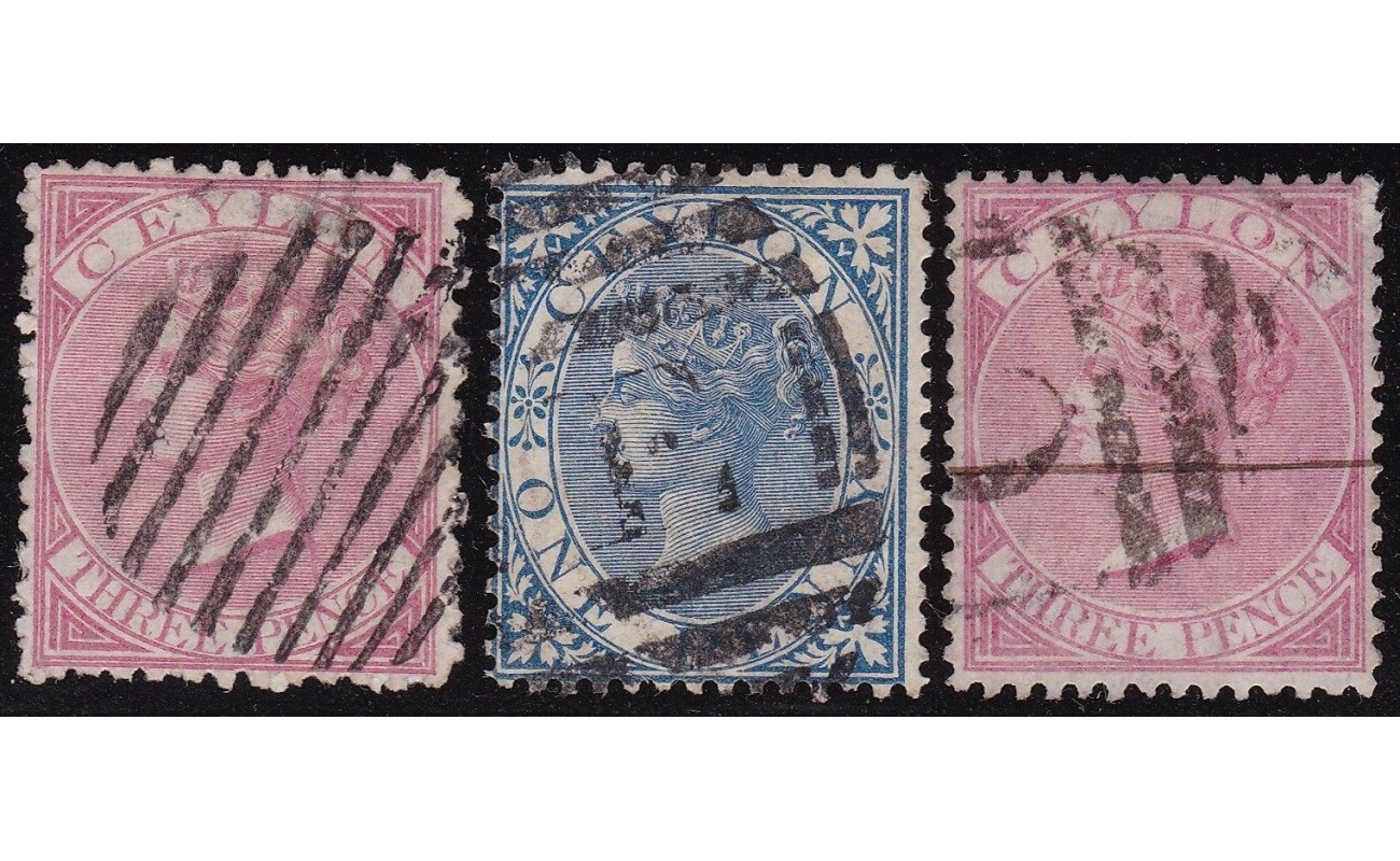 1866-6 CEYLON, SG 60/63 3 values USED