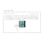 1877 Regno Italia - 10 cent azzurro , n 27 MLH * , Cert.Enzo Diena + Alberto Diena