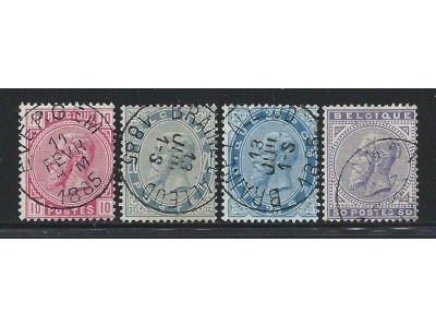 1883 Belgio - n. 38/41 4 valori - Effige di Re Leopoldo II - SERIE USATA LUSSO
