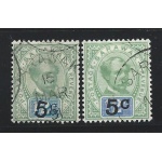 1891 SARAWAK - SG n° 25-26a  2 valori sovrastampati USATI Firma E.Diena
