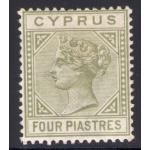 1892  CIPRO, SG 35  4 Piastre grigio oliva  - MLH*