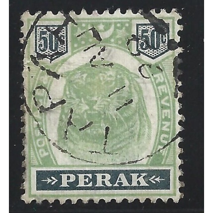 1898 Malaysian States PERAK - SG 75 - 50c. green and black - USED