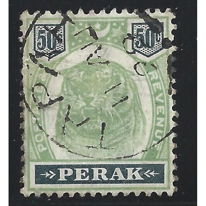 1898 Malaysian States PERAK - SG 75 - 50c. green and black - USED
