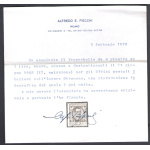1908 Levante , Costantinopoli , 4 piastre su 1 L bruno verde , n° 13 MLH* Certificato/Expertise Sorani + Fiecchi Storico