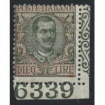 1910 Italia - Regno , Vittorio Emanuele III , n° 91  10 Lire  MNH**  N° DI TAVOLA