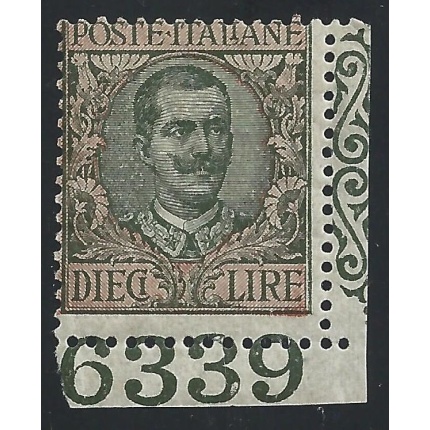 1910 Italia - Regno , Vittorio Emanuele III , n° 91  10 Lire  MNH**  N° DI TAVOLA