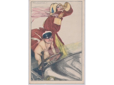 1918 Mauzan - Cartolina raffigurante donna con putto  - Viaggiata