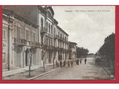 1919 VIAREGGIO, Hotel d'Italie - Excelsior e Viale U. Foscolo VIAGGIATA