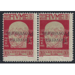 1921 Fiume, n° 176b 10 cent. carminio MLH/*  COPPIA SOVRASTAMPA CAPOVOLTA