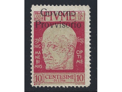 1921 Fiume, n° 176i 10 cent. carmin MLH/*  SOVRASTAMPA SPOSTATA IN ALTO