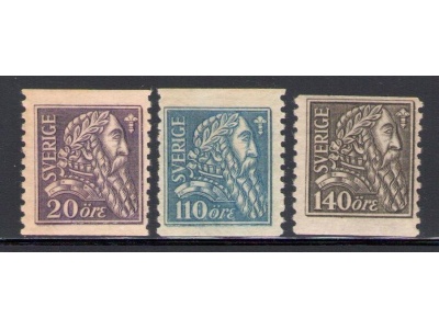 1921 SVEZIA, SVERIGE, SUEDE - n° 151-153 Liberazione della Svezia - Effige Gustavo I° -  3val MNH**