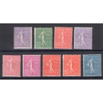 1924-26 FRANCIA   - n° 197/205 Seminatrice su fondo a linee 9 valori - MNH**