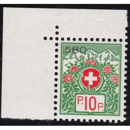 1927-29 SVIZZERA   - Franchigia n° 11Aa - con cifra di controllo - carta goffrata - MNH**
