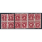 1930-31 Stati Uniti  , TASSE n. 61/63 MNH ** QUARTINE GOMMA INTEGRA