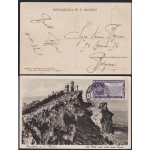 1932 San Marino, n° 169 su cartolina per Bologna del 10.10.32