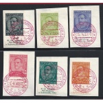 1933 JUGOSLAVIA - Catalogo Michel n. 249/254 - Catalogo Unificato 231/236 frammenti annullo Primo Giorno di Emissione