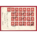 1935 Italia - Regno, lettera affrancata con 25 esemplari del n° 242A 2 cent. arancio
