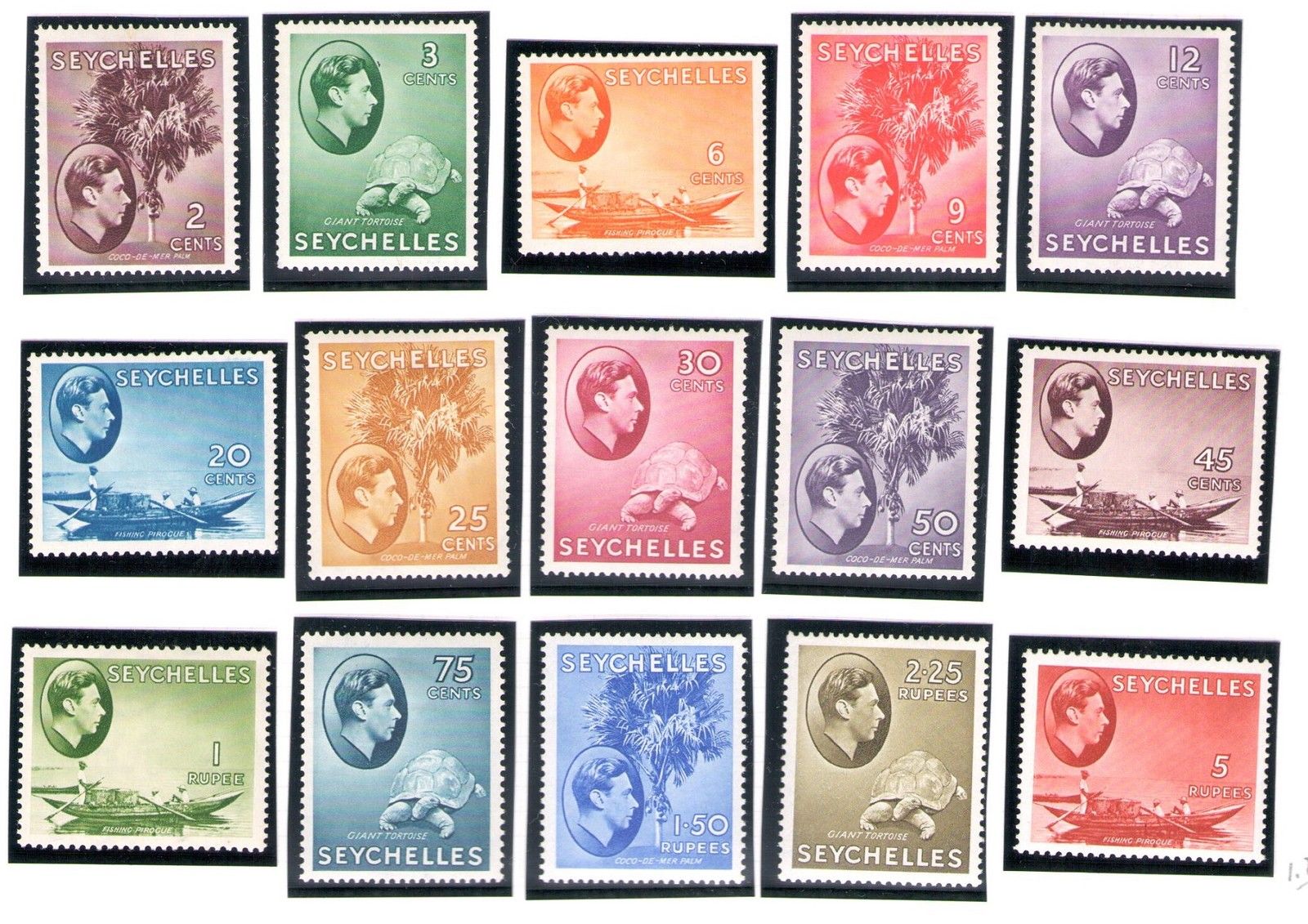 1938 SEYCHELLES Giorgio VI° set of 15 SG n° 135/149 ML*