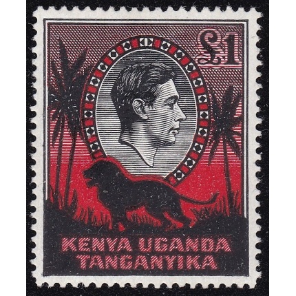 1941 KENYA UGANDA TANGANIKA - Lion, Leone , SG 150a £1 black/red MLH/*
