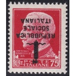 1944 RSI, n° 494a 75 cent. carminio MNH/** SOVRASTAMPA CAPOVOLTA