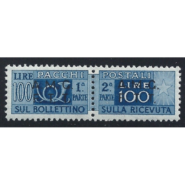 1947-48 TRIESTE A -  PP 9/I  100 Lire azzurro D 13 1/4  MLH/* CENTRATO