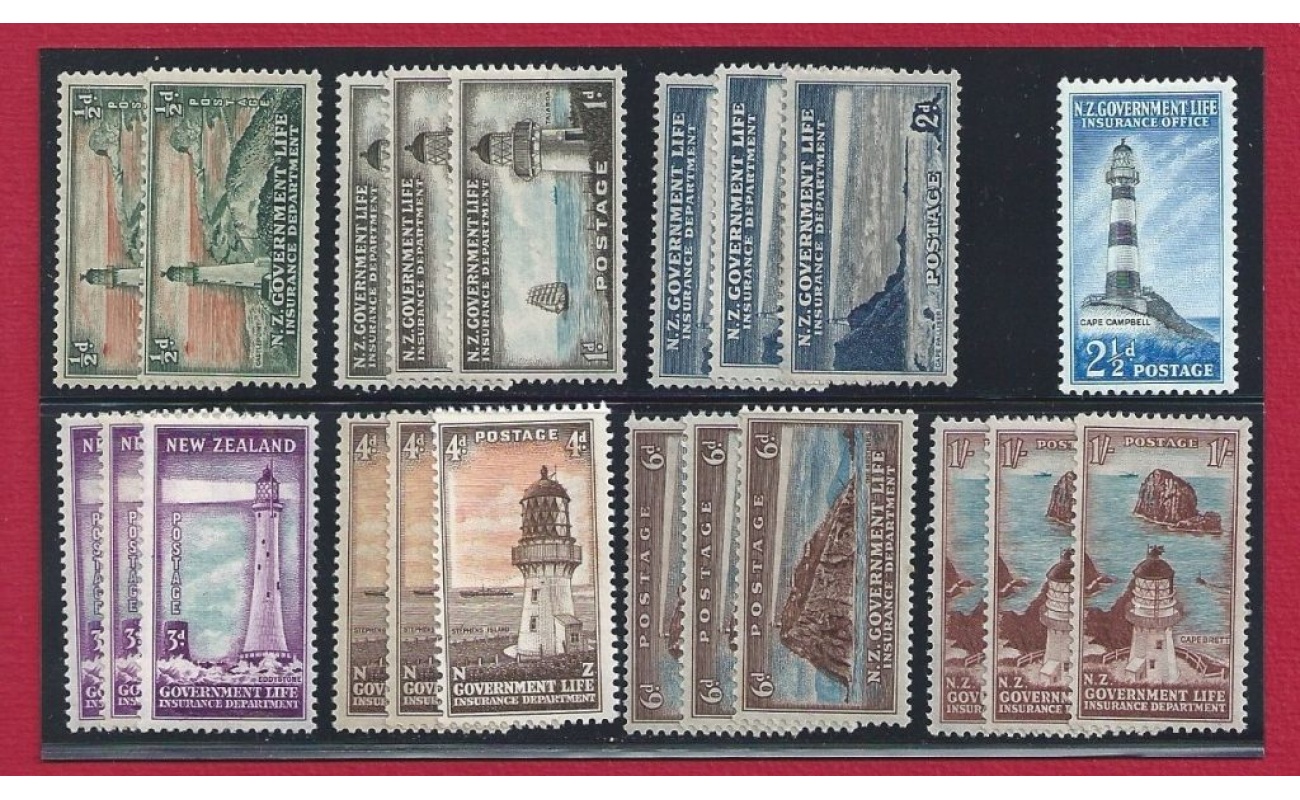 1947-65 NEW ZEALAND , L42/49  Fari  8 valori  MM/*