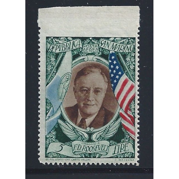 1947 SAN MARINO, PA n° 63d Presidente Roosevelt MLH/*