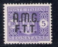 1947 TRIESTE A Segnatasse 5 Lire violetto Senza Filigrana Centratissimo 4A Cilio