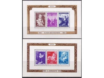 1949 BELGIO, Catalogo COB Foglietti n. 27-28 - Dipinti - MNH**