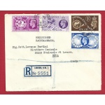 1949 GRAN BRETAGNA, n. 246/249 UPU la serie completa su lettera per Roma