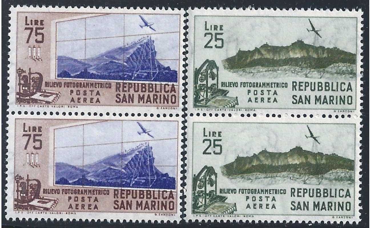 1952 SAN MARINO, PA 109/110  Fotogrammetrico MNH/** COPPIA