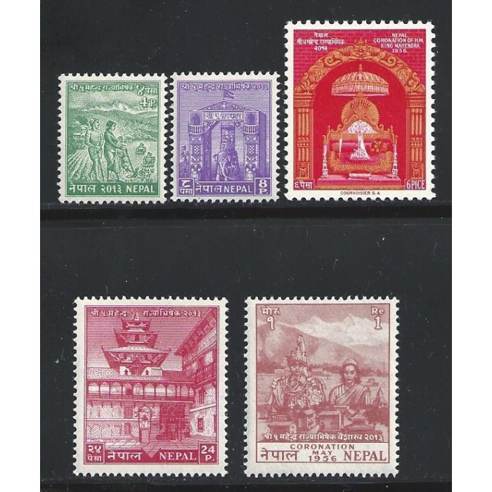 1956 NEPAL, SG n° 97/101  5 valori  MLH/*  SERIE LINGUELLATA