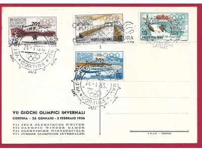 1956 VII Giochi Olimpici Invernali - Cortina d'Ampezzo - Primo Giorno di Emissione