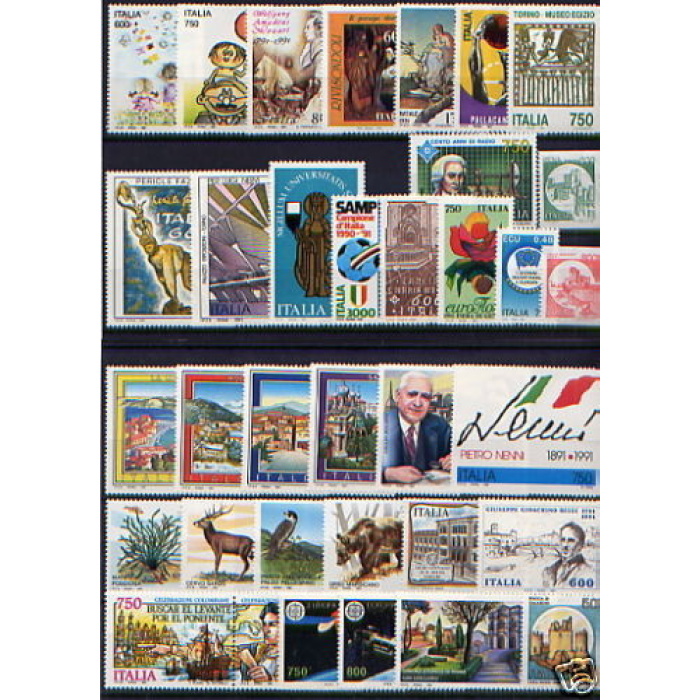 1991 Italia Repubblica, Annata Completa, francobolli nuovi, 35 valori MNH**