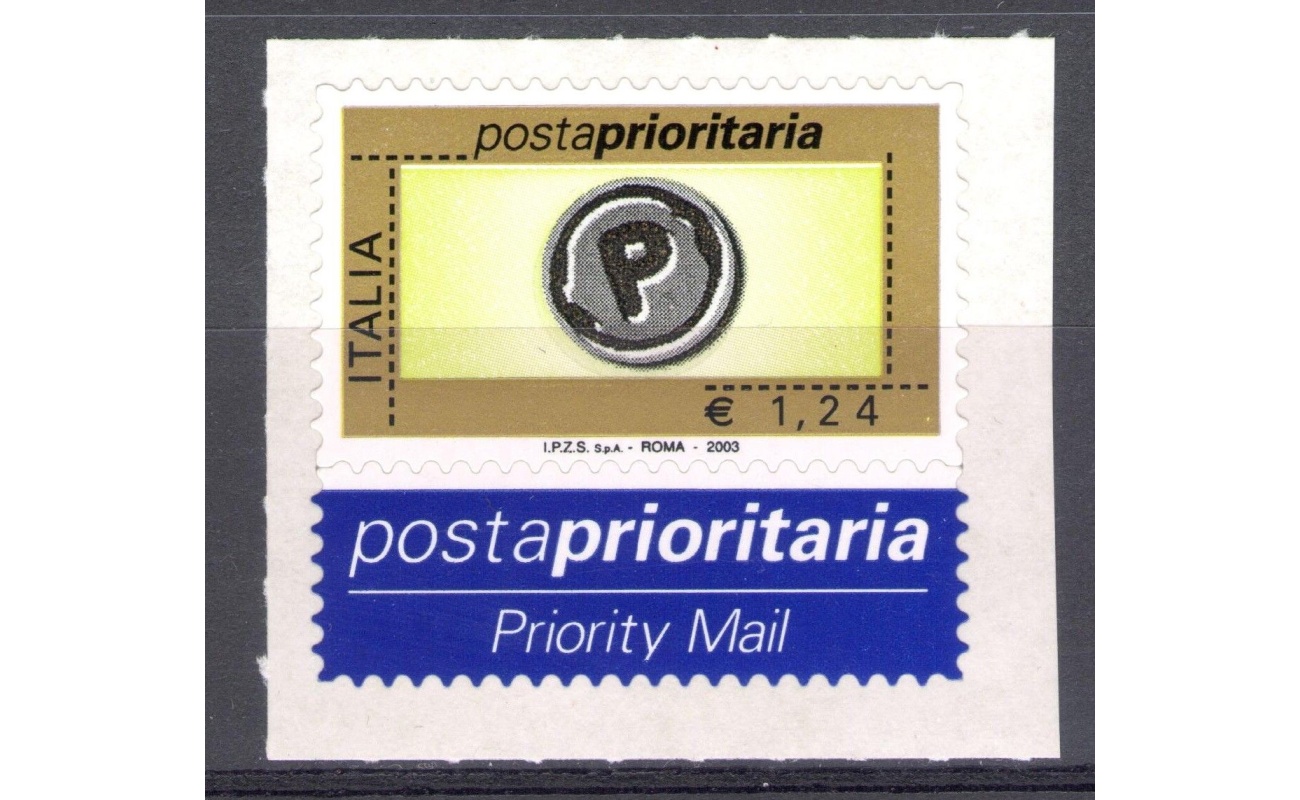 2003 Repubblica Posta Prioritaria 1,24 € verdino oro nero grigio n° 2767 MNH**