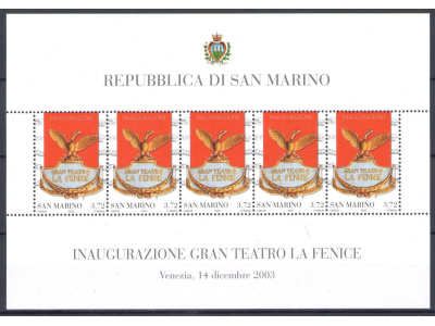 2003 San Marino, Foglietto La Fenice, 5 valori nuovo , BF 82 - MNH**