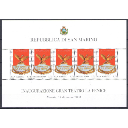 2003 San Marino, Foglietto La Fenice, 5 valori nuovo , BF 82 - MNH**