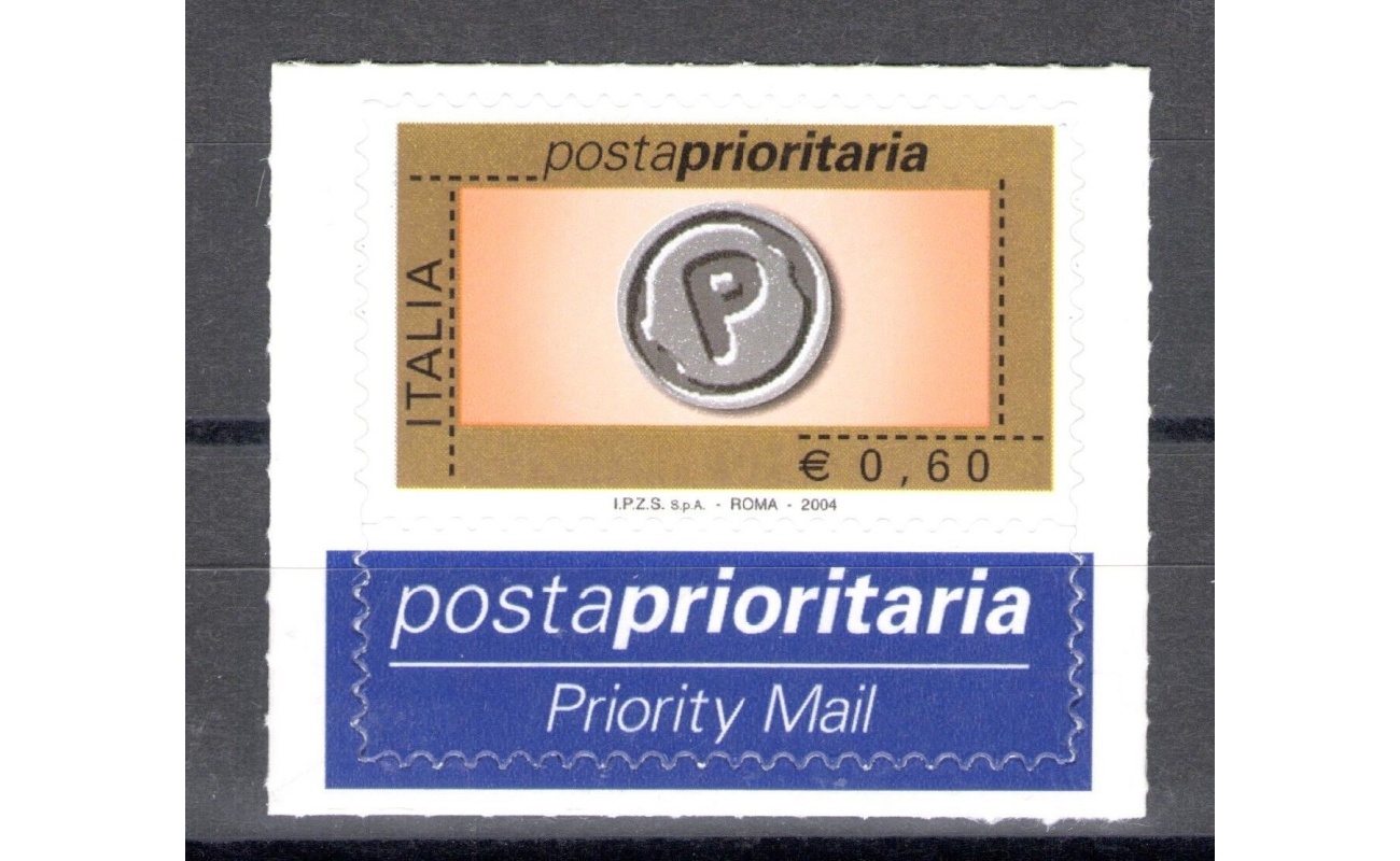 2004 Repubblica Posta Prioritaria 0,60 € arancio oro nero grigio n° 2770B MNH**