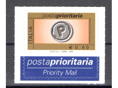2004 Repubblica Posta Prioritaria 0,60 € arancio oro nero grigio n° 2770B MNH**
