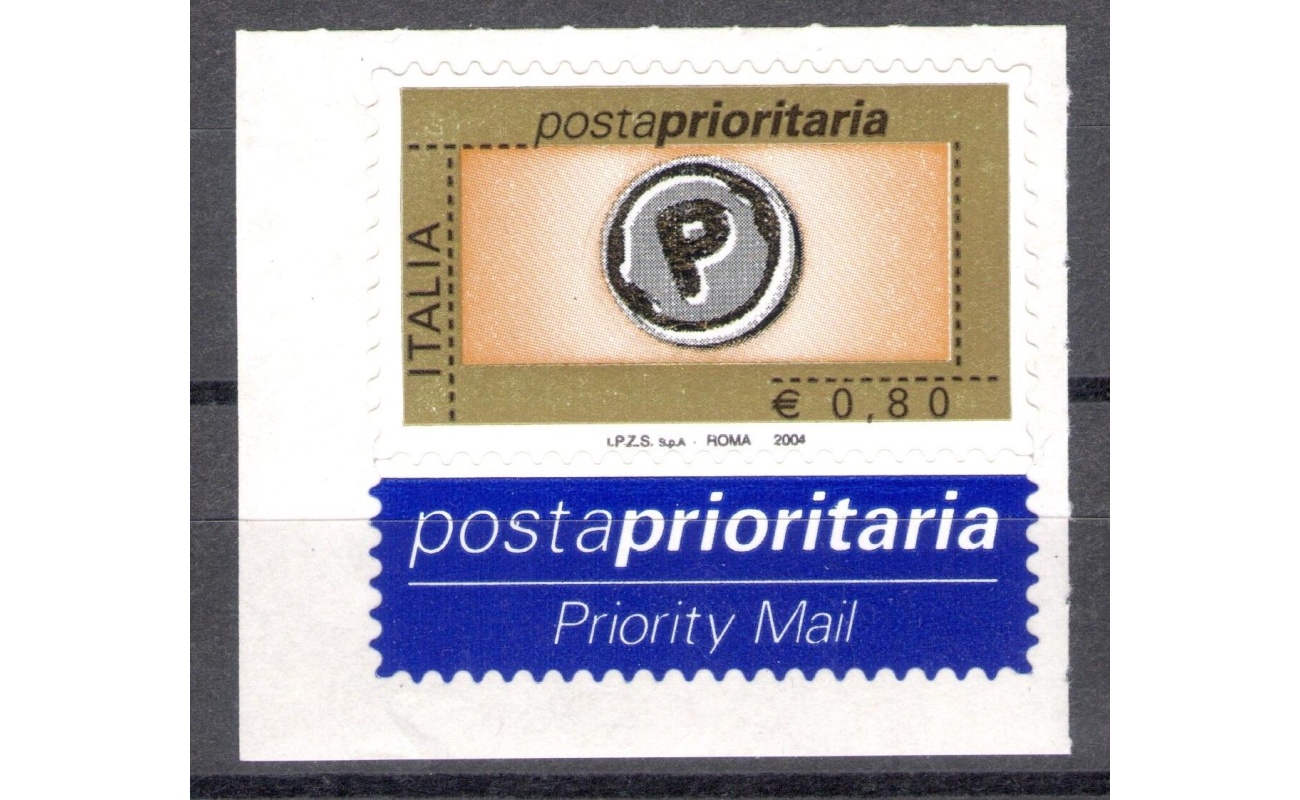 2004 Repubblica Posta Prioritaria 80 cen arancio oro nero grigio n° 2784A MNH**