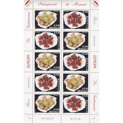 2005 EUROPA CEPT, Monaco 1 Minifoglio da 10 valori  "Gastronomia"  MNH**