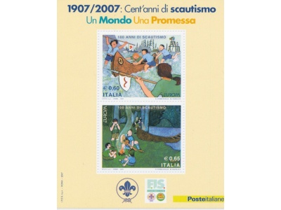 2007 EUROPA CEPT , Italia , BF 44 , Foglietto - Souvenir Sheet, tematica Scout , MNH**