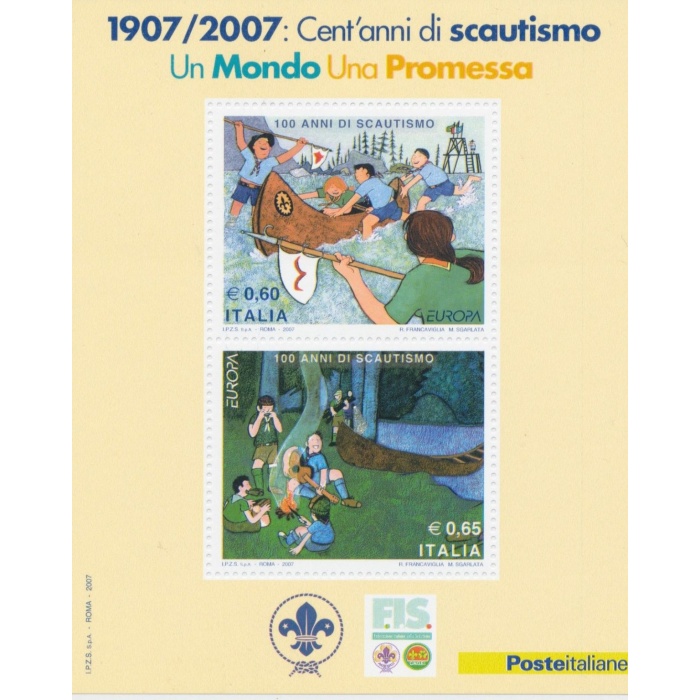 2007 EUROPA CEPT , Italia , BF 44 , Foglietto - Souvenir Sheet, tematica Scout , MNH**