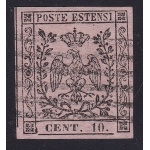 1852 MODENA, n° 9 10 cent. rosa  USATO  Firma Bolaffi