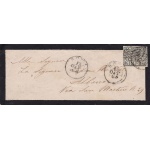 1852 Stato Pontificio, 2 baj verde oliva n° 3 su lettera da Roma per Albano