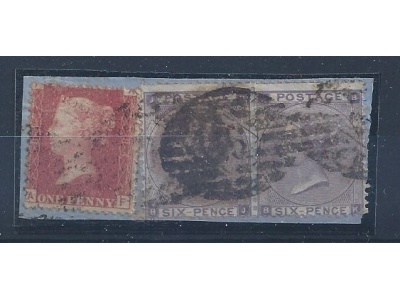 1855-64 GRAN BRETAGNA - n. 22a COPPIA + n° 26 USATI SU FRAMMENTO